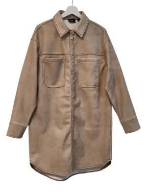 RD Style Aliska Distressed Long Faux Leather Shirt