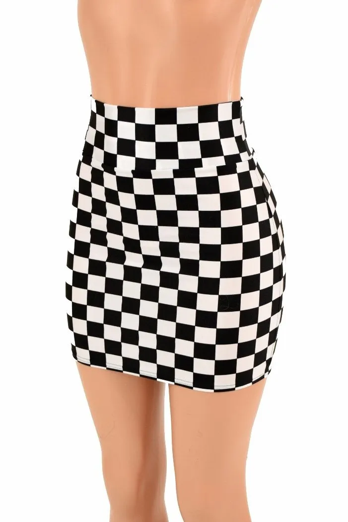 Ready to Ship Black & White Check Bodycon Skirt Small