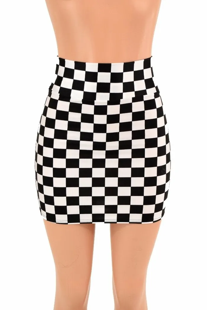 Ready to Ship Black & White Check Bodycon Skirt Small