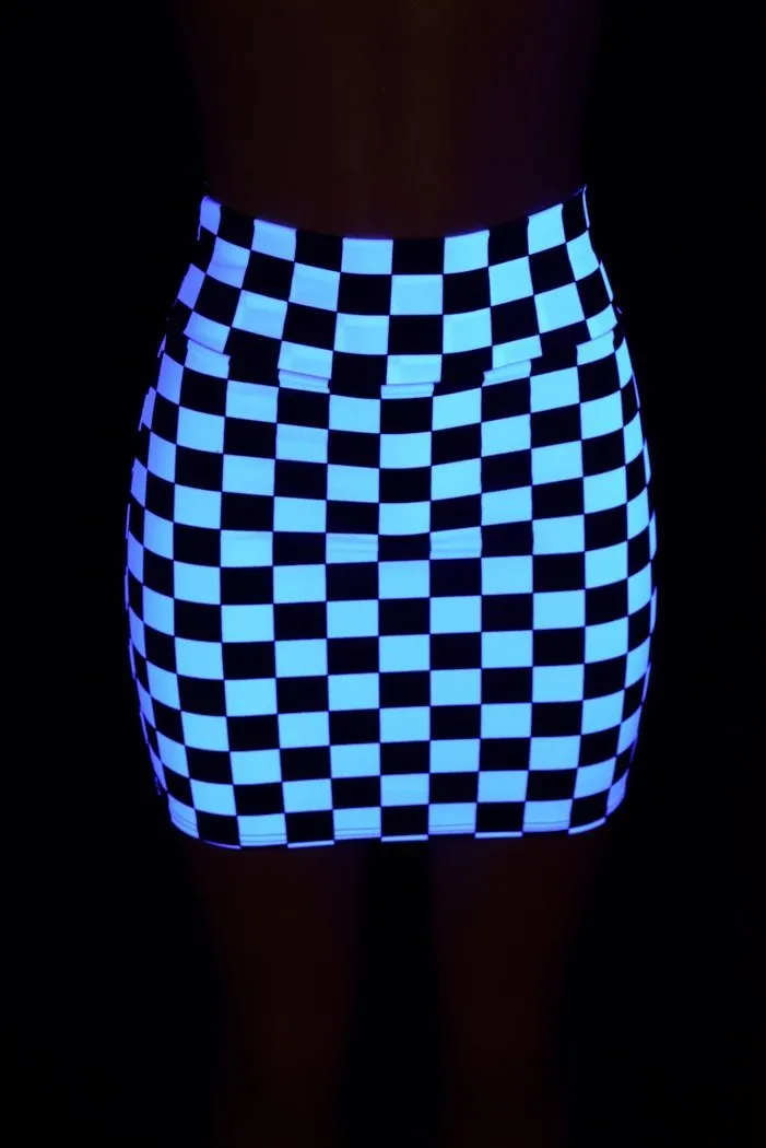 Ready to Ship Black & White Check Bodycon Skirt Small