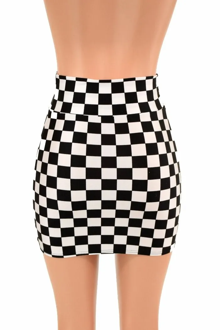 Ready to Ship Black & White Check Bodycon Skirt Small