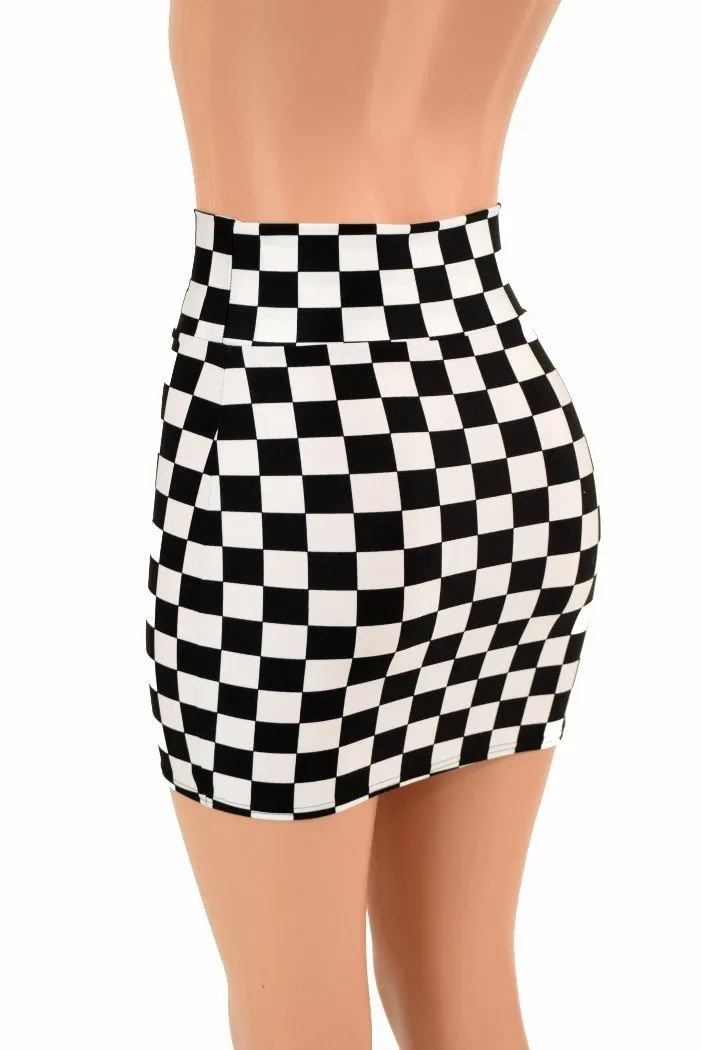 Ready to Ship Black & White Check Bodycon Skirt Small