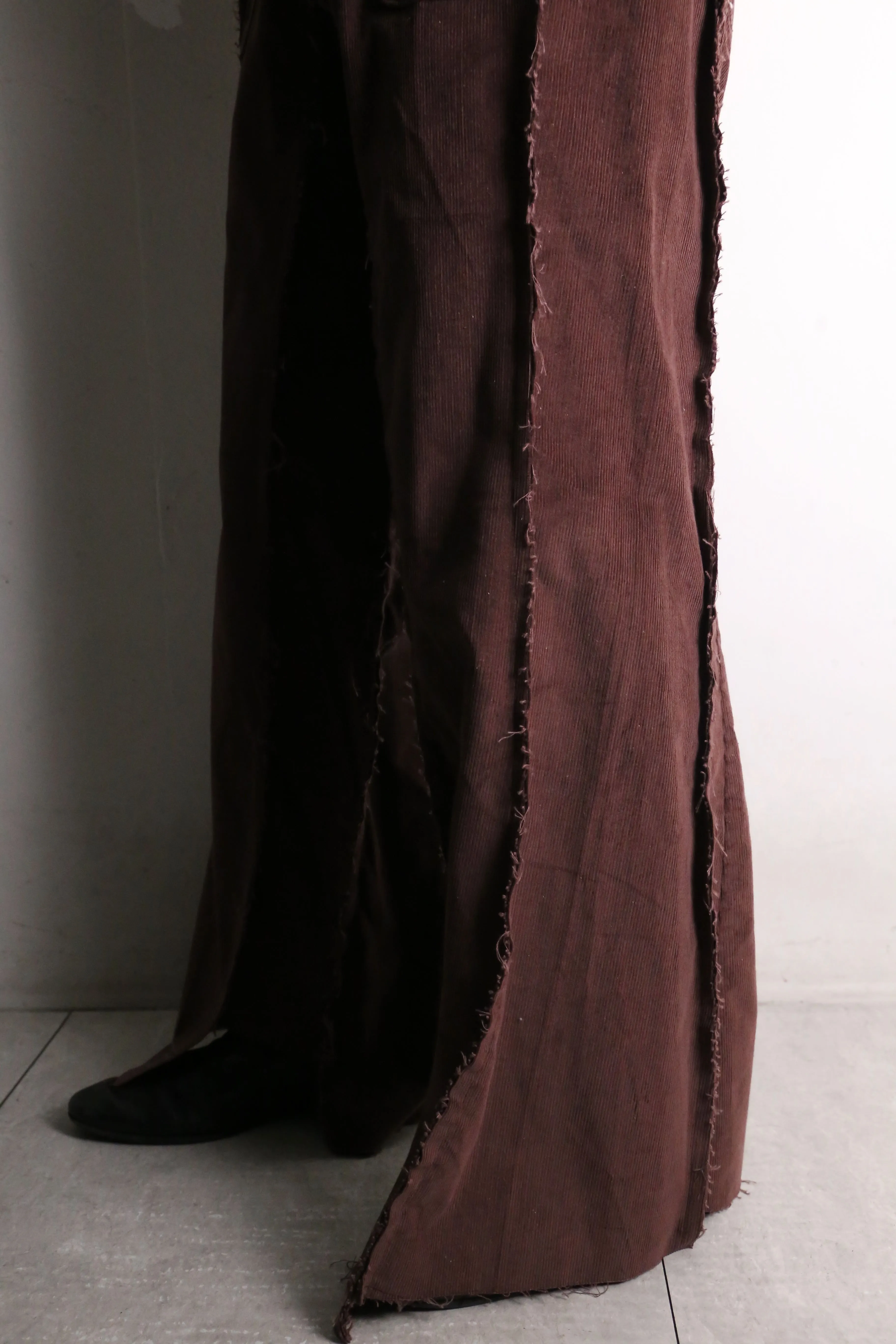 remake "再構築" reddish brown color corduroy buggy flare pants