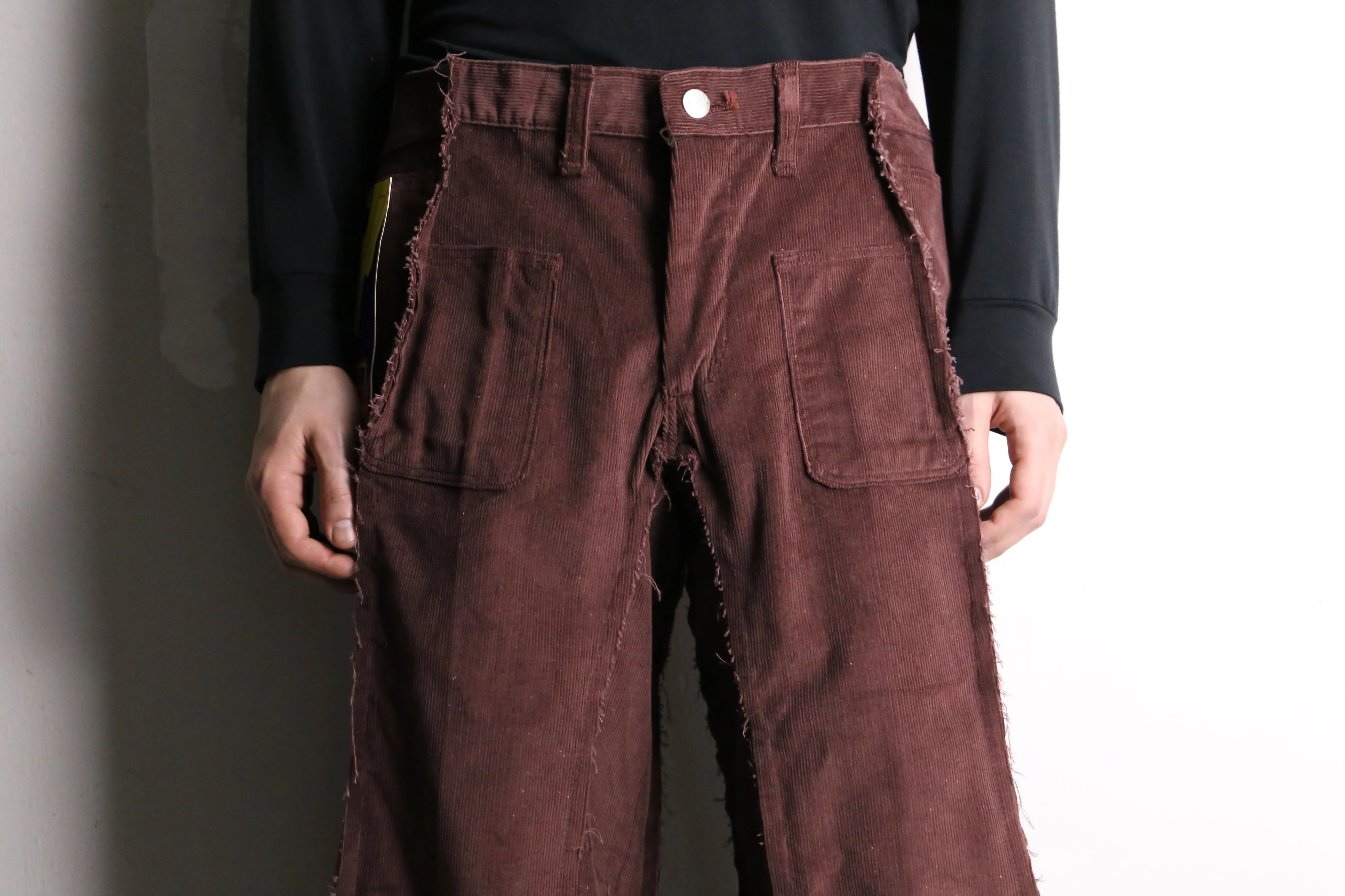 remake "再構築" reddish brown color corduroy buggy flare pants