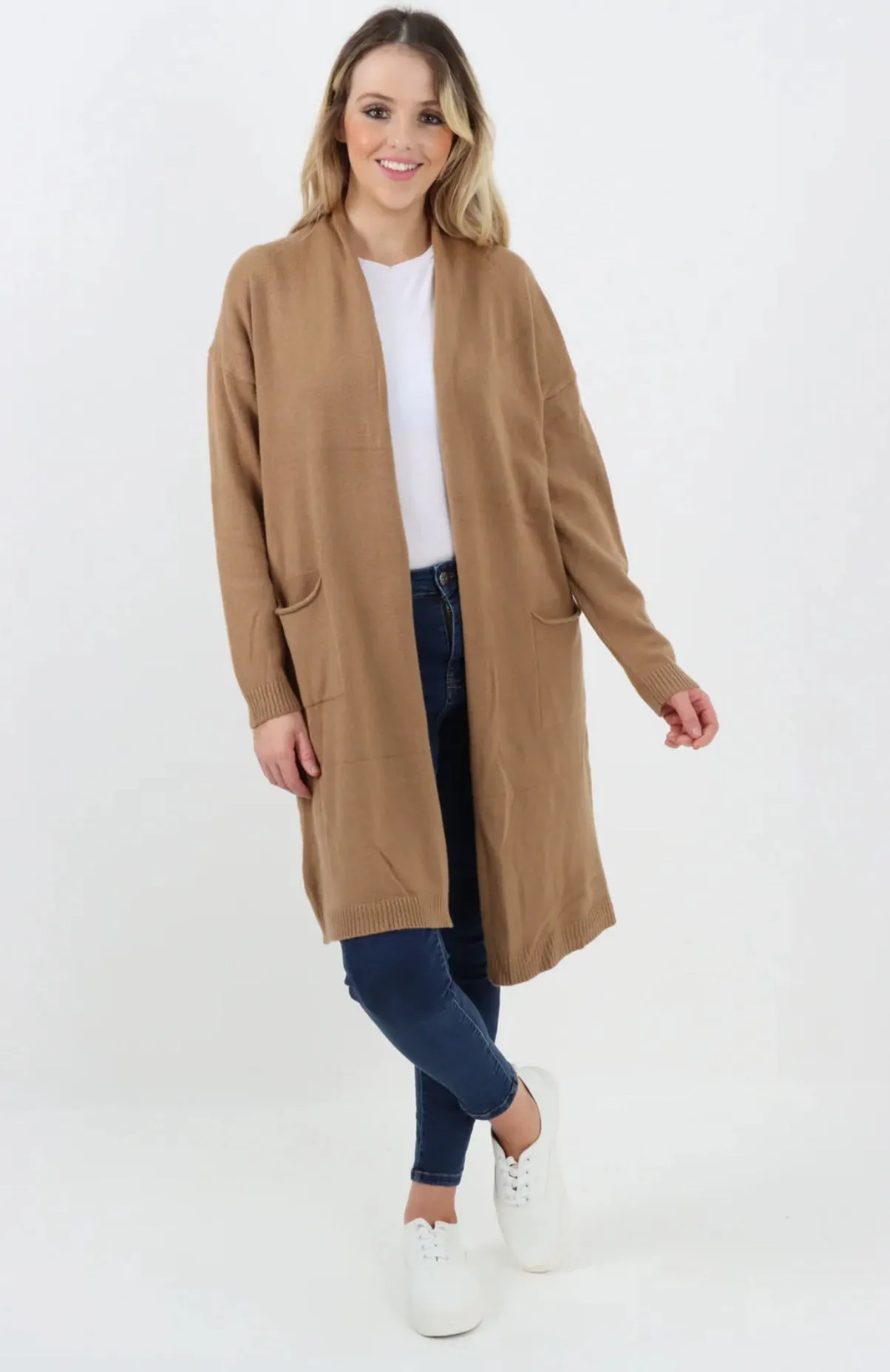 Ribbed Star Oversized Open Front Cardigan