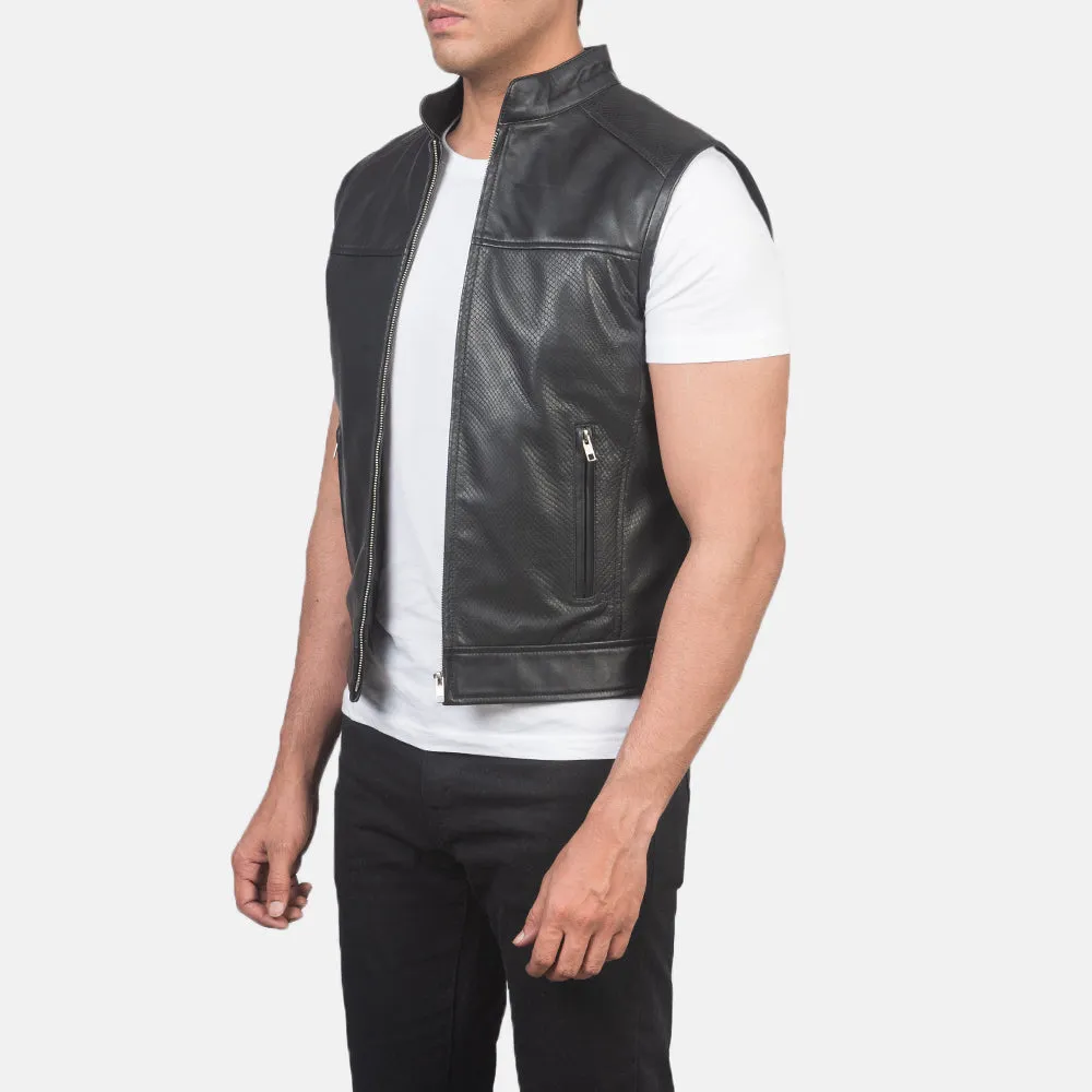 Roland Black Leather Biker Vest