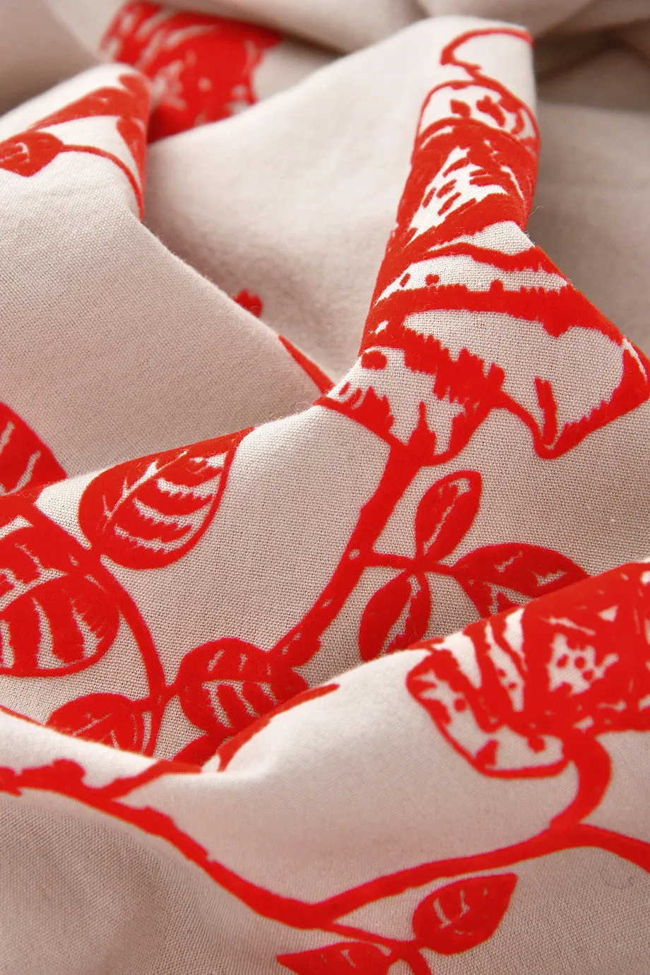 ROSES Red Pink Cotton Silk Woman Scarf