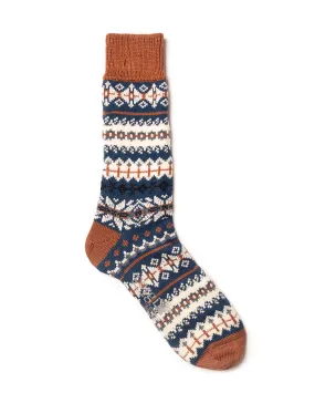 RUST/NAVY FAIR ISLE SOCKS