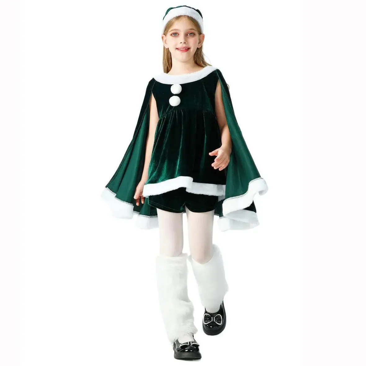 Santa Cape Dress-up Red Kid Green Costumes