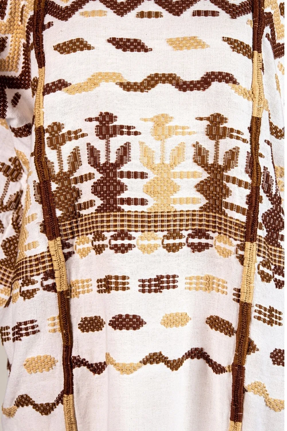 Santa Lucia Embroidered Guatemalan Tunic -Ivory, Taupe, Brown