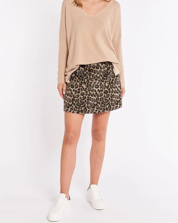 SASS - Brushed Jacquard Lorena Skirt in Leopard