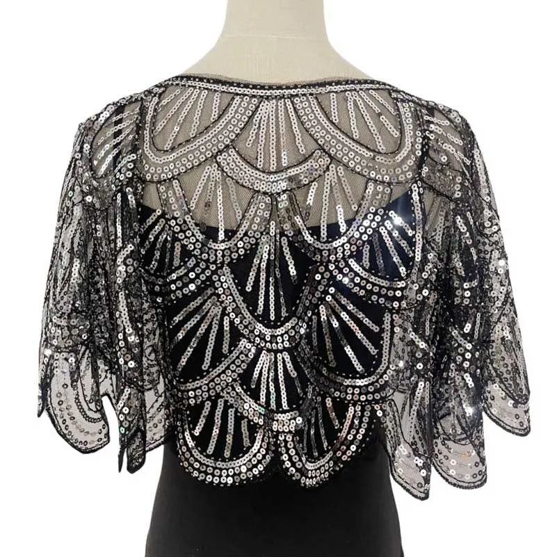 Sequin Beaded Shawl Wraps Evening Cape Scarf for Wedding Prom