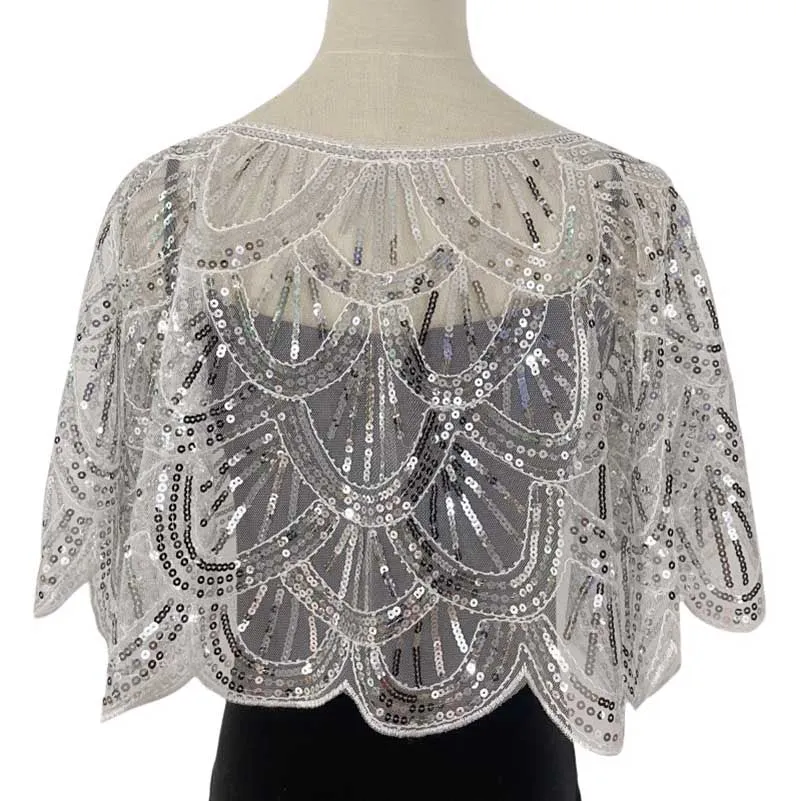 Sequin Beaded Shawl Wraps Evening Cape Scarf for Wedding Prom