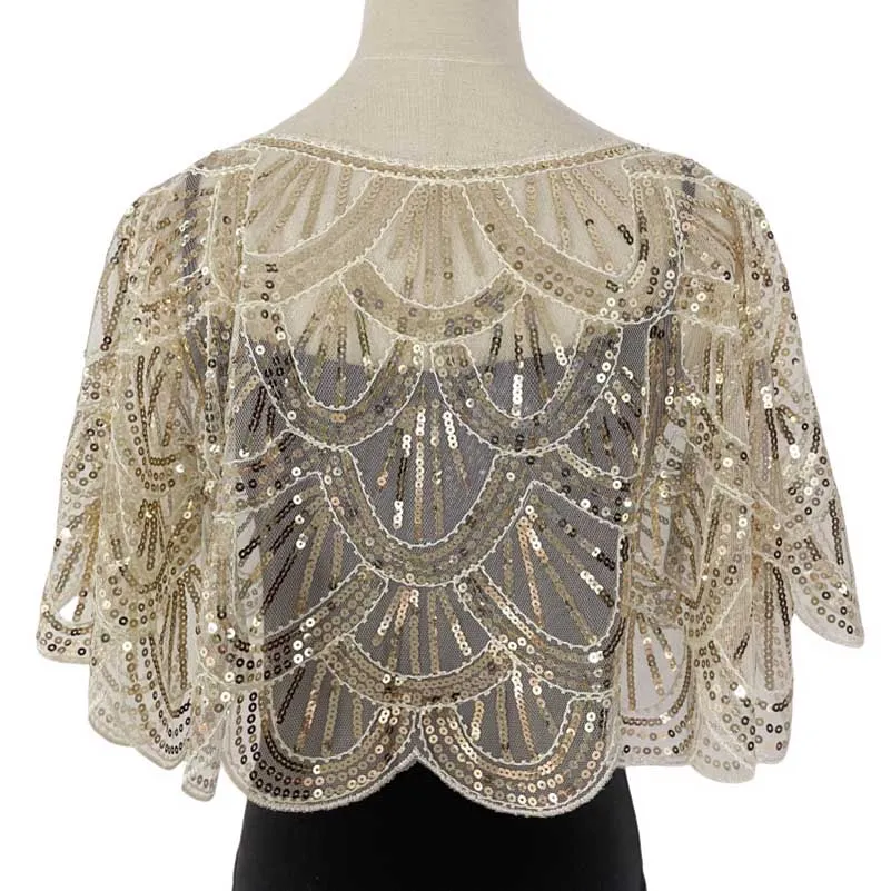 Sequin Beaded Shawl Wraps Evening Cape Scarf for Wedding Prom