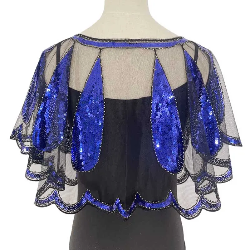 Sequin Mesh Shawl Wraps Evening Prom Cape Scarf