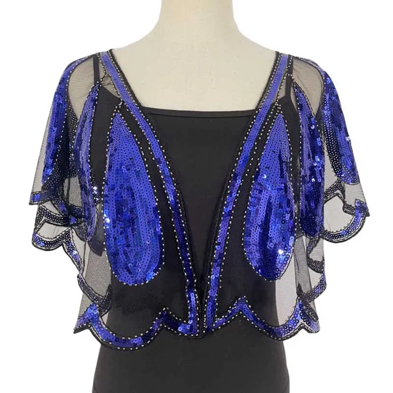 Sequin Mesh Shawl Wraps Evening Prom Cape Scarf