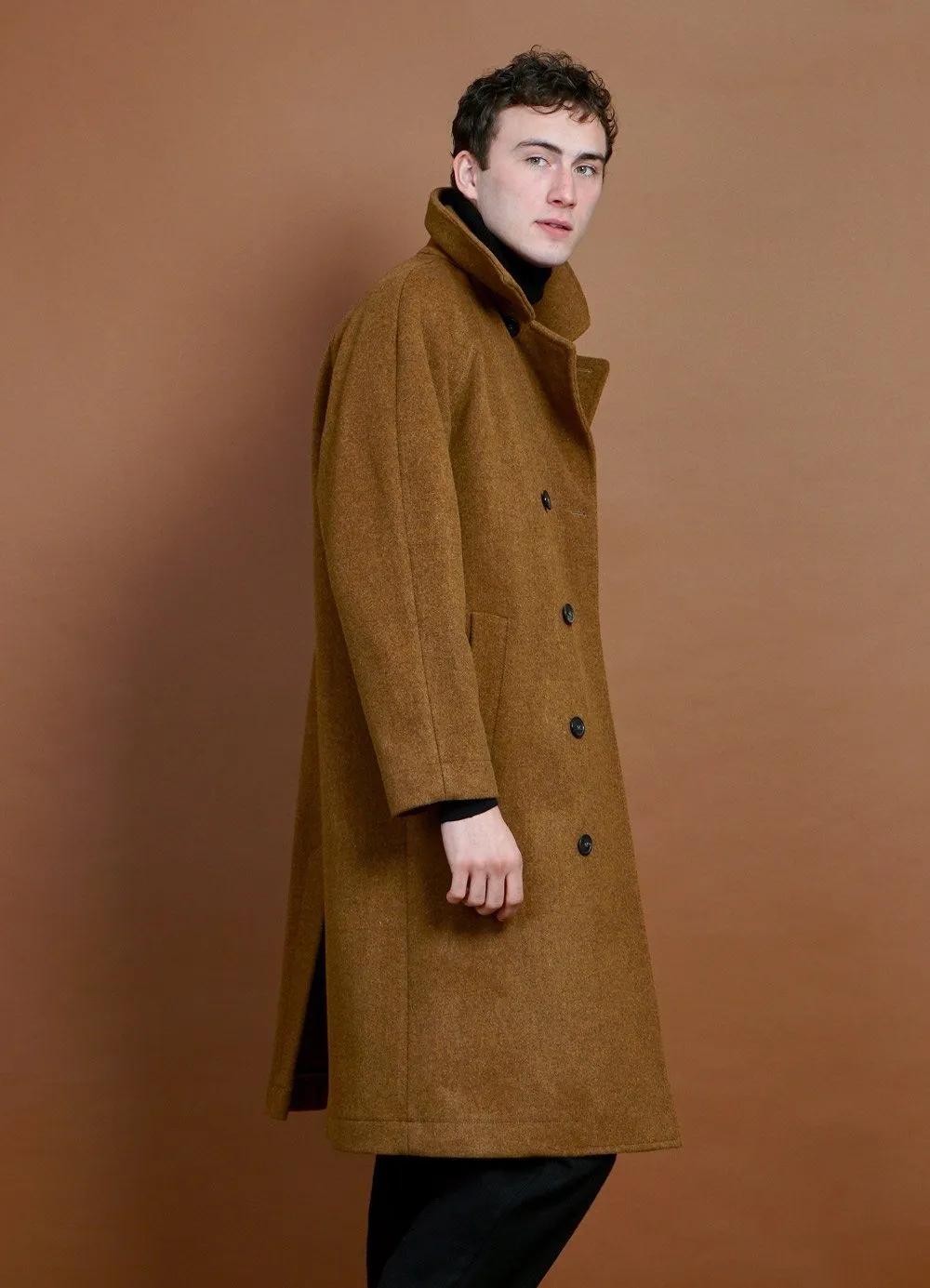 SIGURD | Long Wool Felt Coat | Cognaco