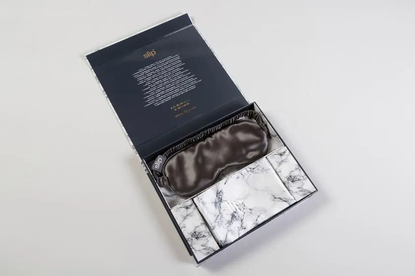 Slip Beauty Sleep Gift Set - Marble Pillowcase   Charcoal Sleep Mask