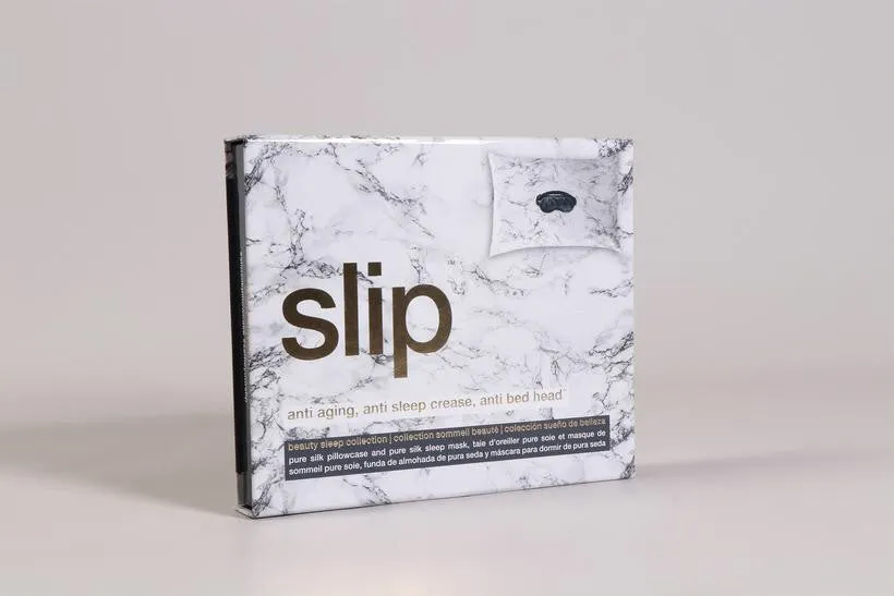 Slip Beauty Sleep Gift Set - Marble Pillowcase   Charcoal Sleep Mask