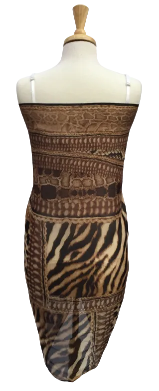 SLK58 - Large, semi-sheer scarf with mixed animal print