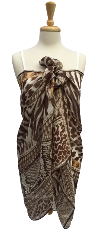 SLK58 - Large, semi-sheer scarf with mixed animal print