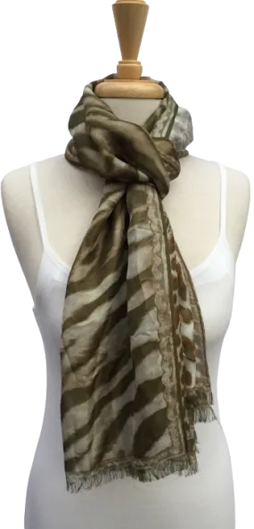 SLK58 - Large, semi-sheer scarf with mixed animal print