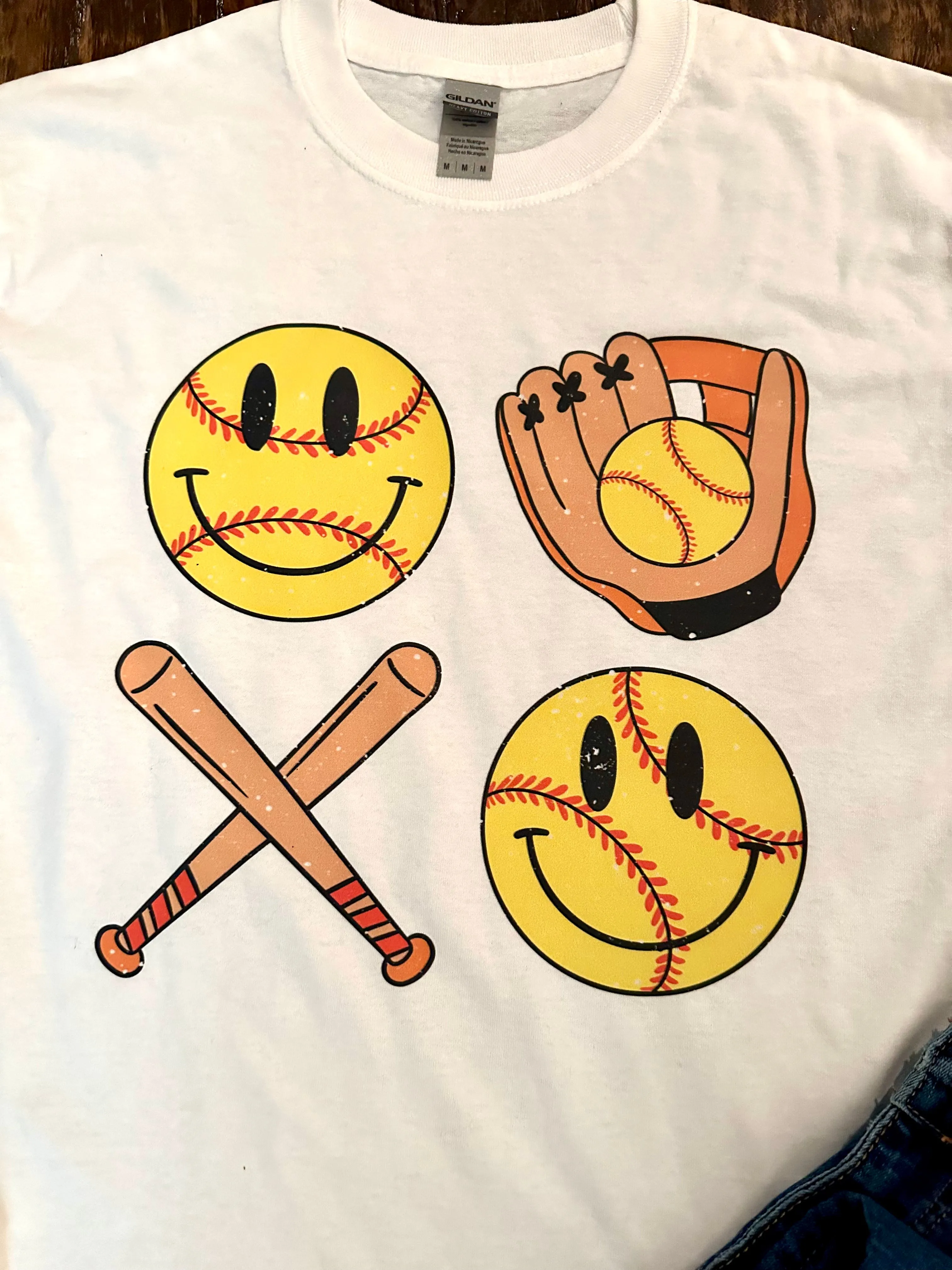 Smiley Face SOFTBALL Tops (Various Styles)