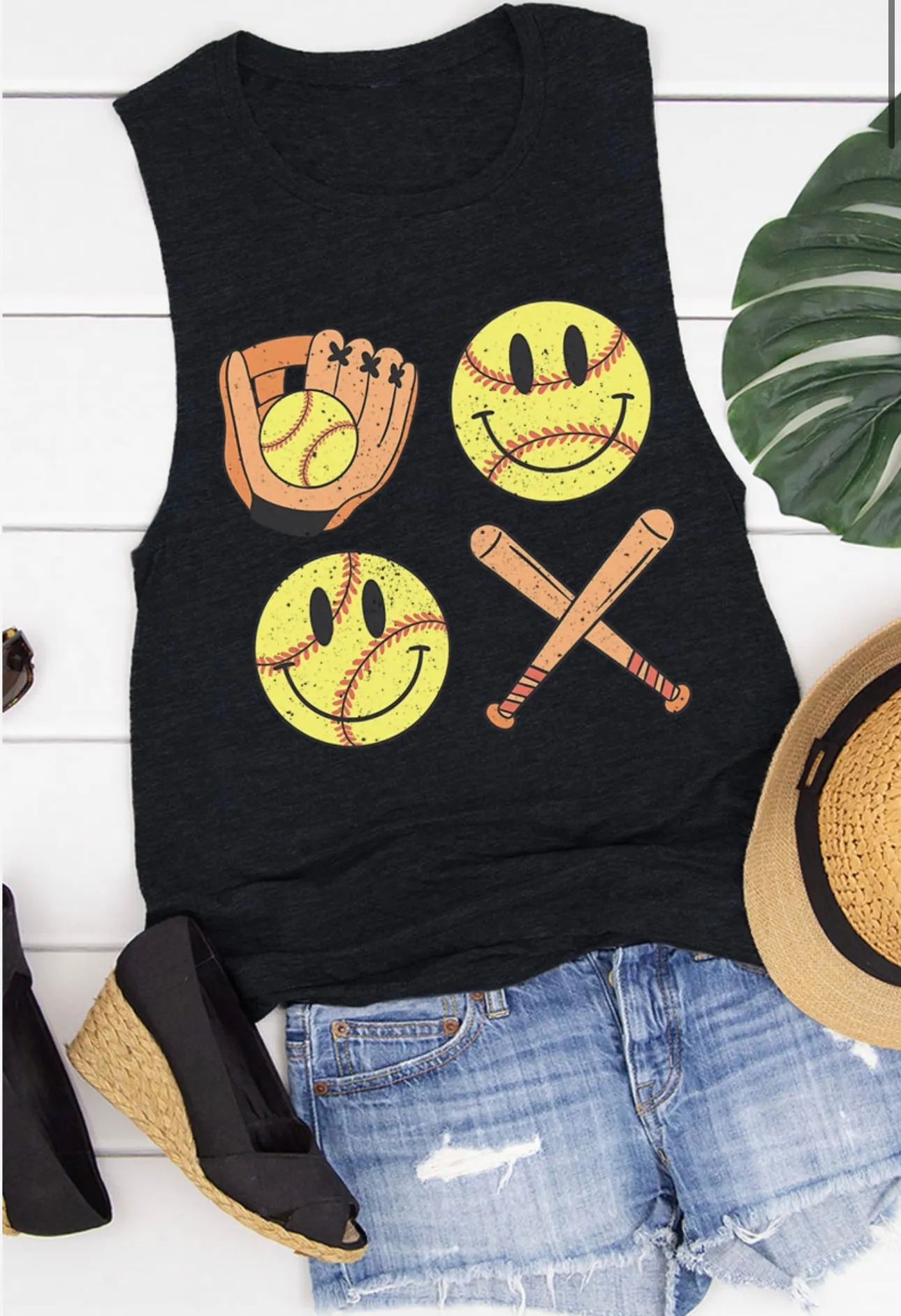 Smiley Face SOFTBALL Tops (Various Styles)