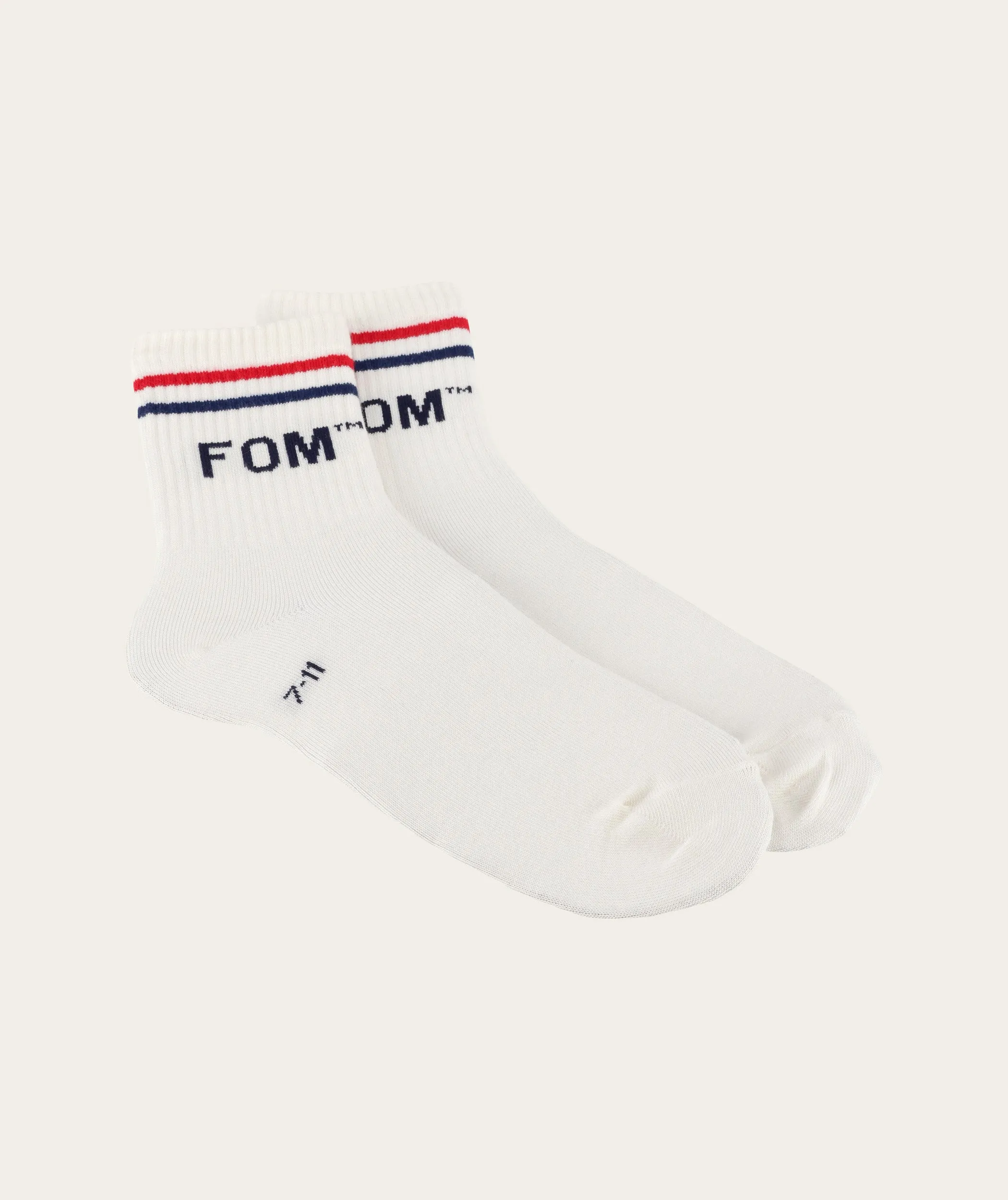 Socks Active - Cream/ Red & Navy Stripe (Size 7-11)