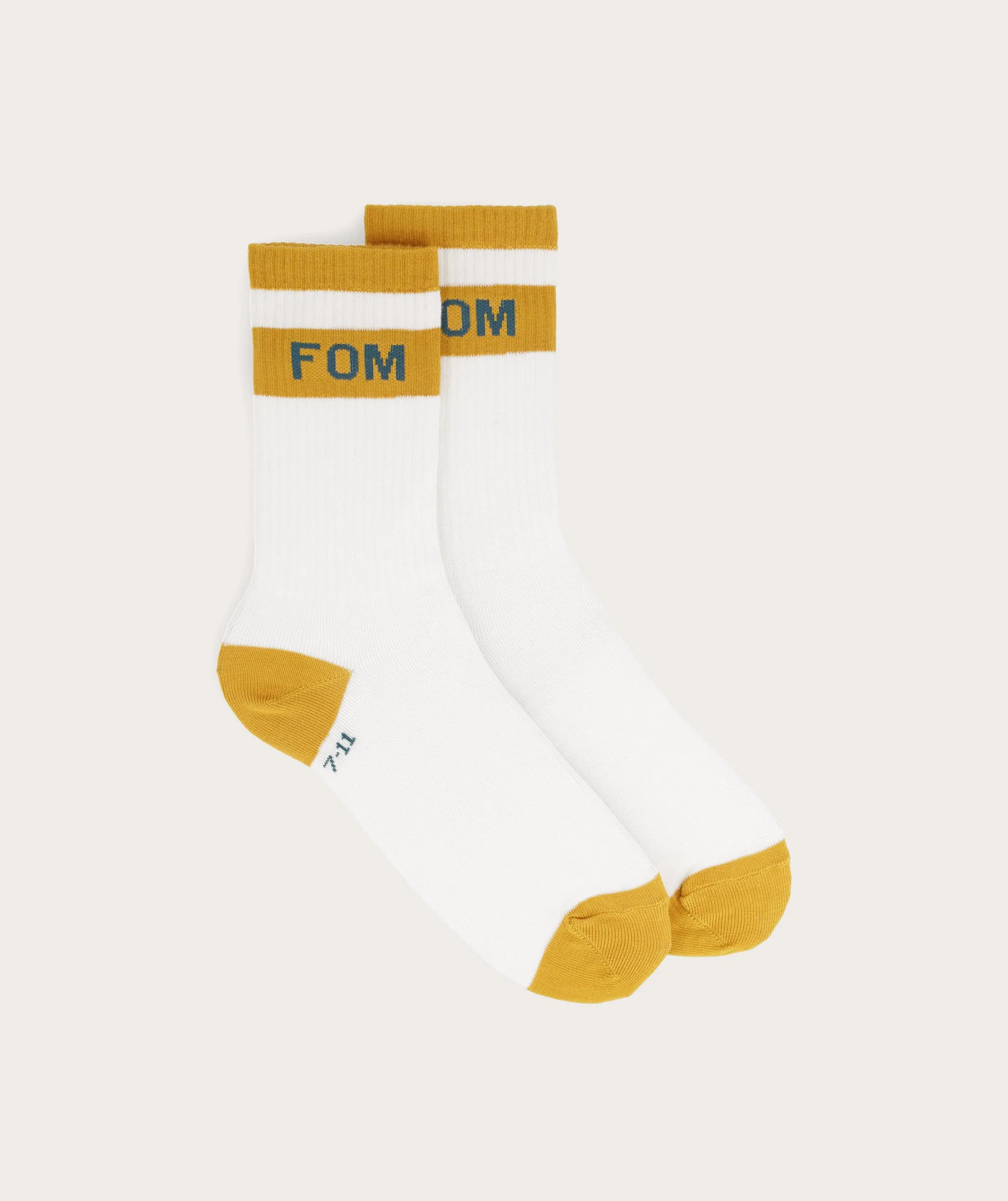 Socks FOM Crew - Cream & Mustard (Size 7-11)