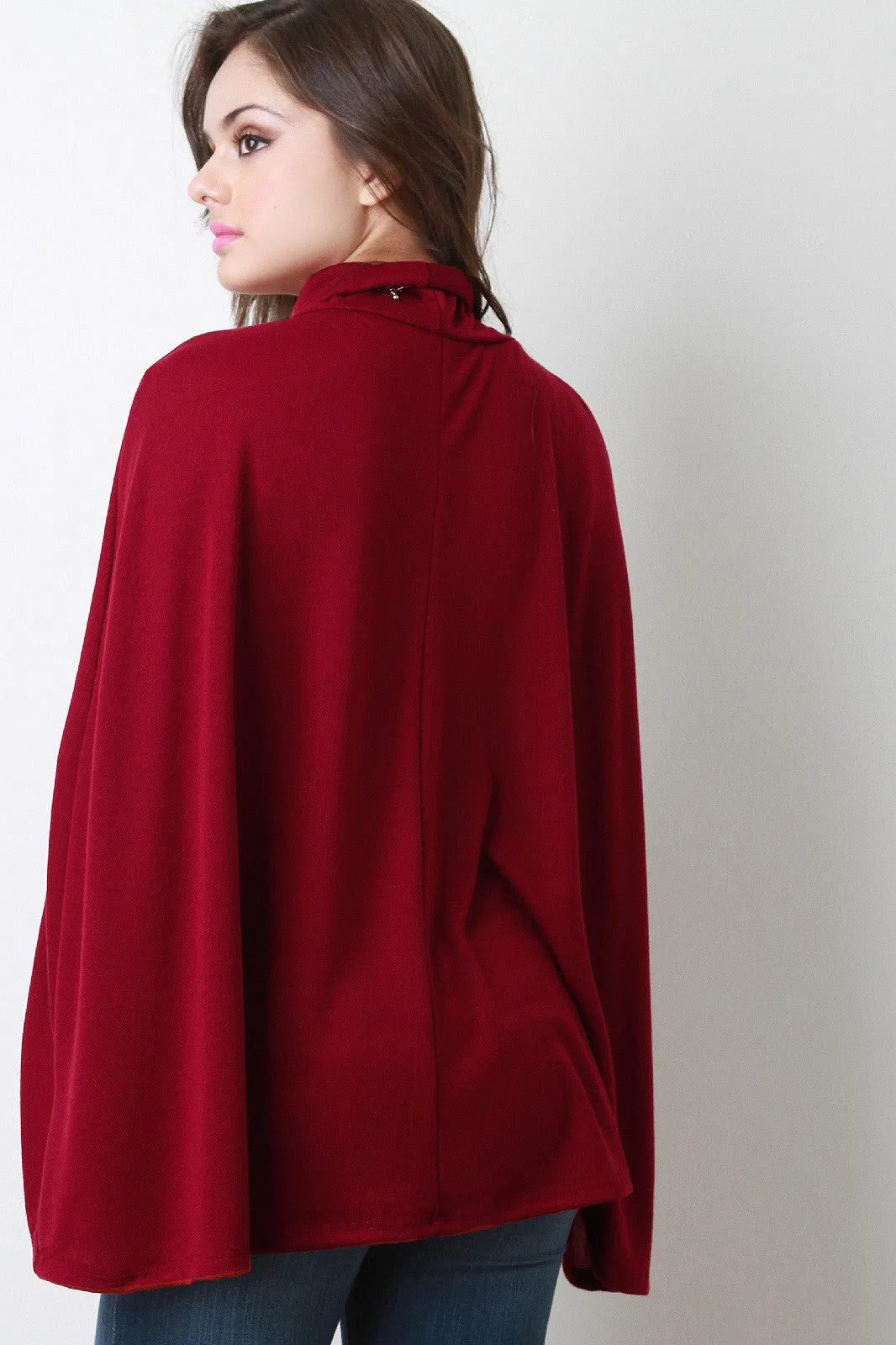 Soft Knit Turtleneck Wrap Cape