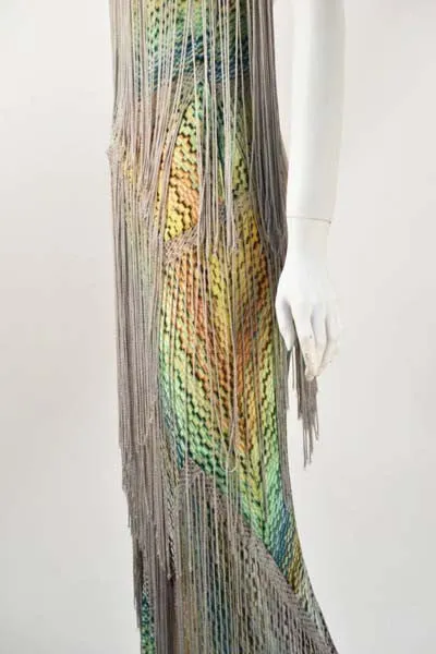 Spectacular Missoni Multi Color Knit Halter Dress with Fringe