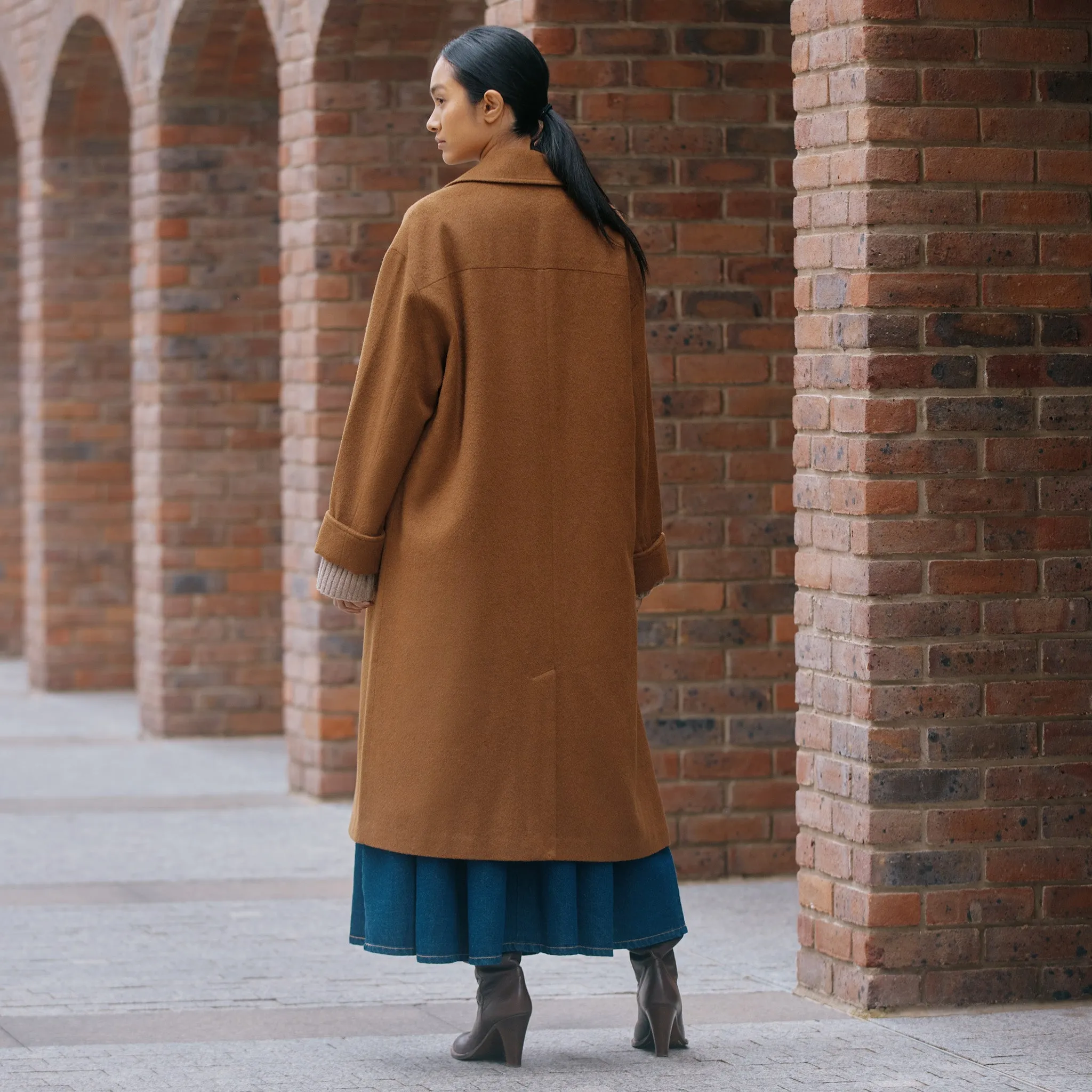 Tan Wool Coat by Albaray