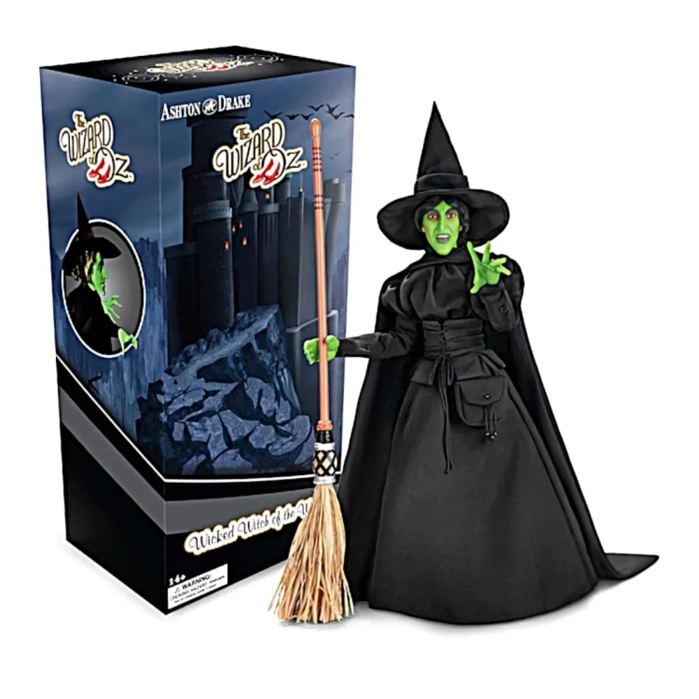 The Ashton-Drake Galleries The Wizard of OZ Winged Portrait Figure Collection Issue #2: Wicked Witch of the West Handcrafted with Broom – Detailed Movie-Likeness with Poseable Arms and Custom Costume 19-Inches