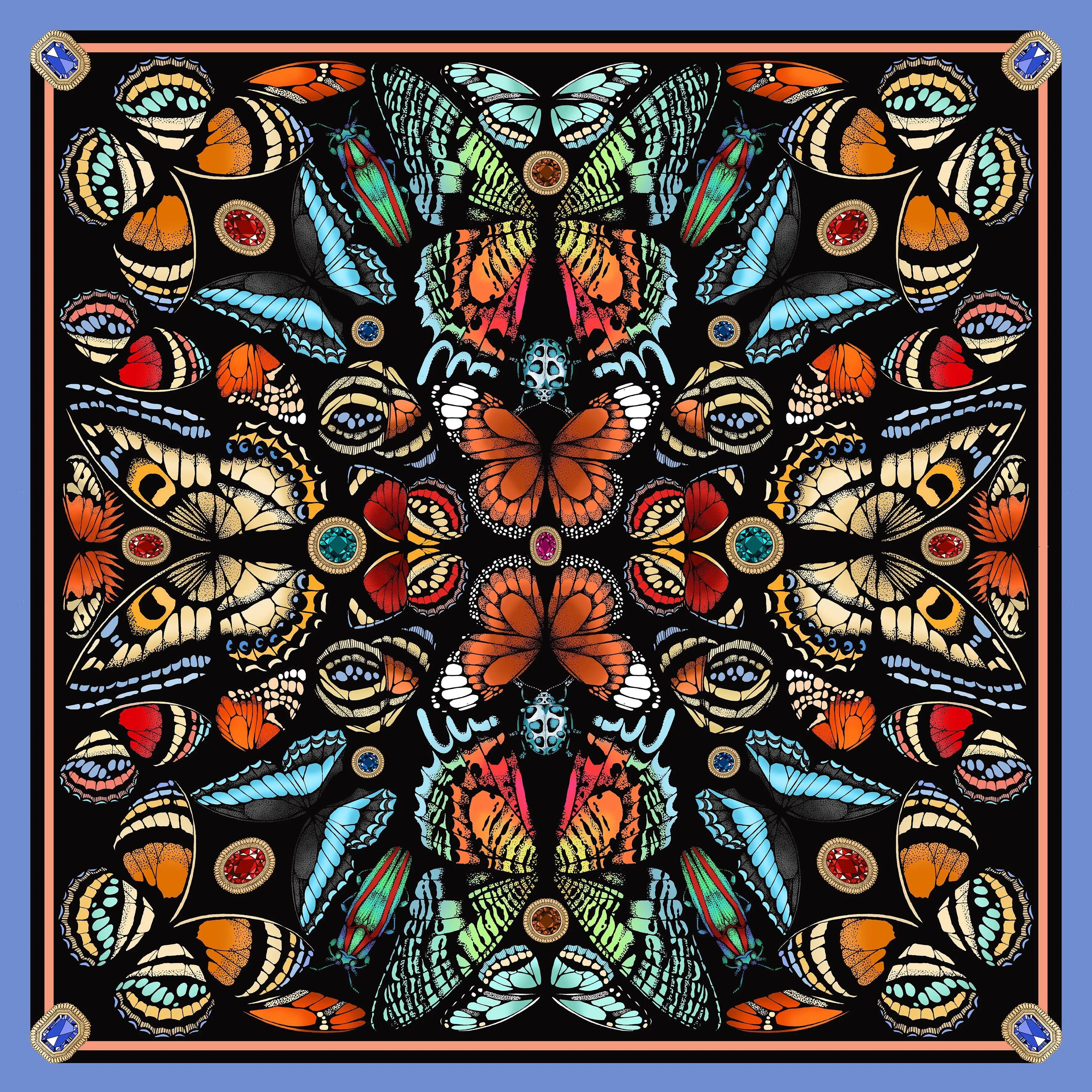 The Jewelled Butterfly Silk Scarf | 90x90cm