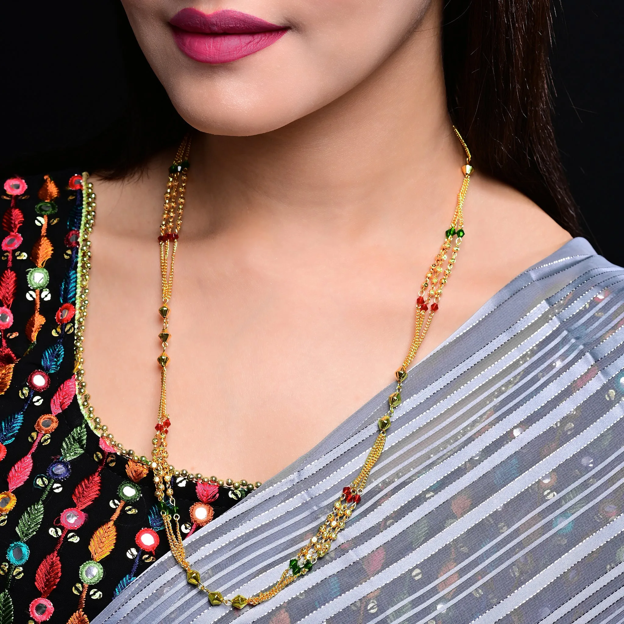 Traditional Layered Long Mala Necklace For Women