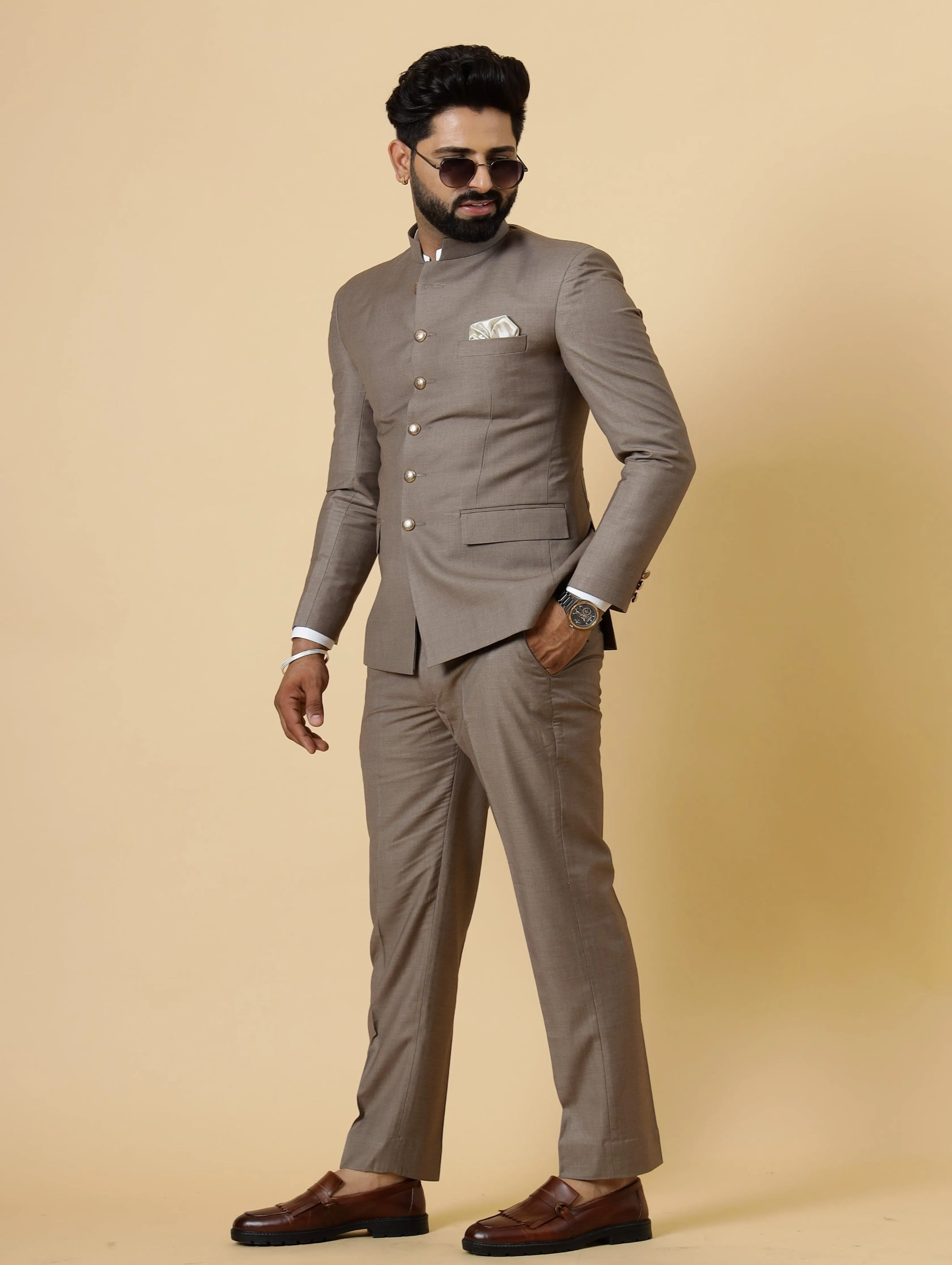 Traditional Mink Brown Jodhpuri Suit| Perfect for Wedding and Casual wear|