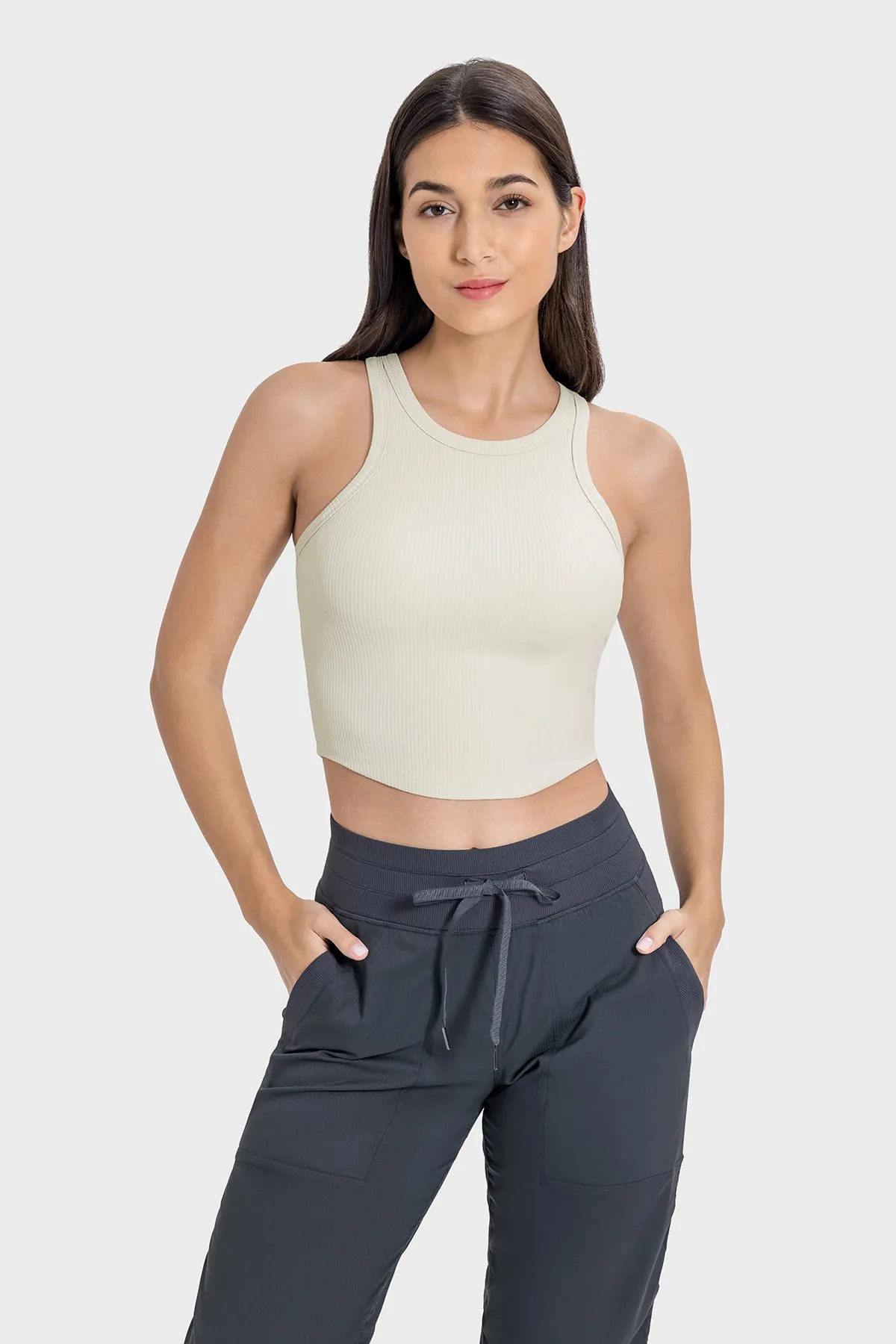 Twisted Round Neck Seamless Cup Tank Top