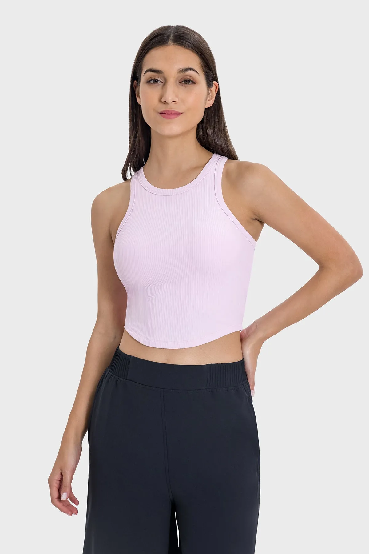 Twisted Round Neck Seamless Cup Tank Top