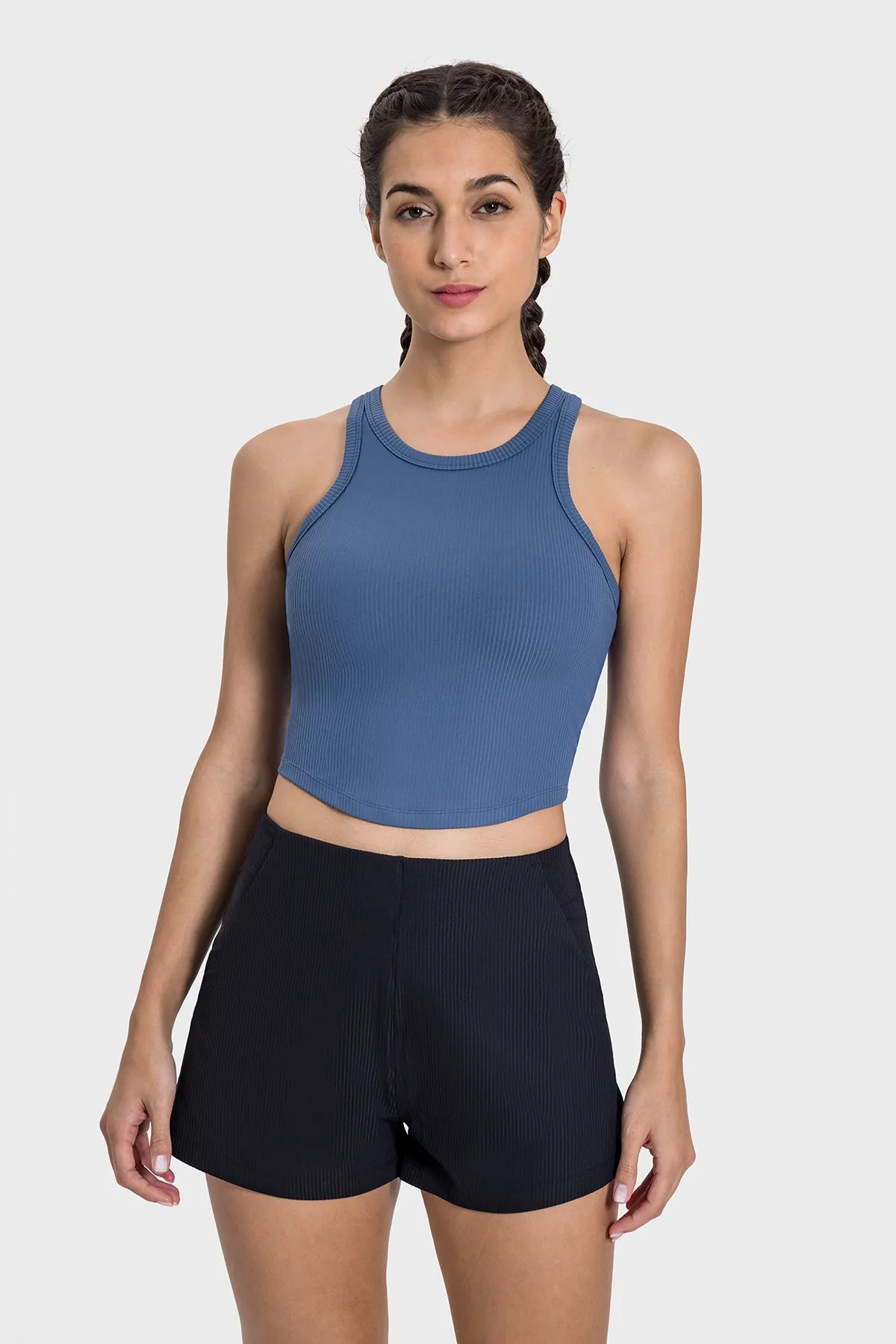 Twisted Round Neck Seamless Cup Tank Top