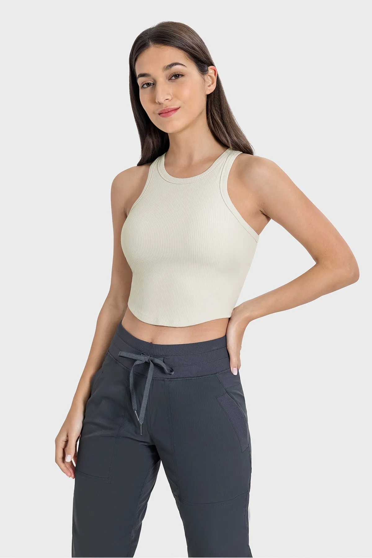 Twisted Round Neck Seamless Cup Tank Top