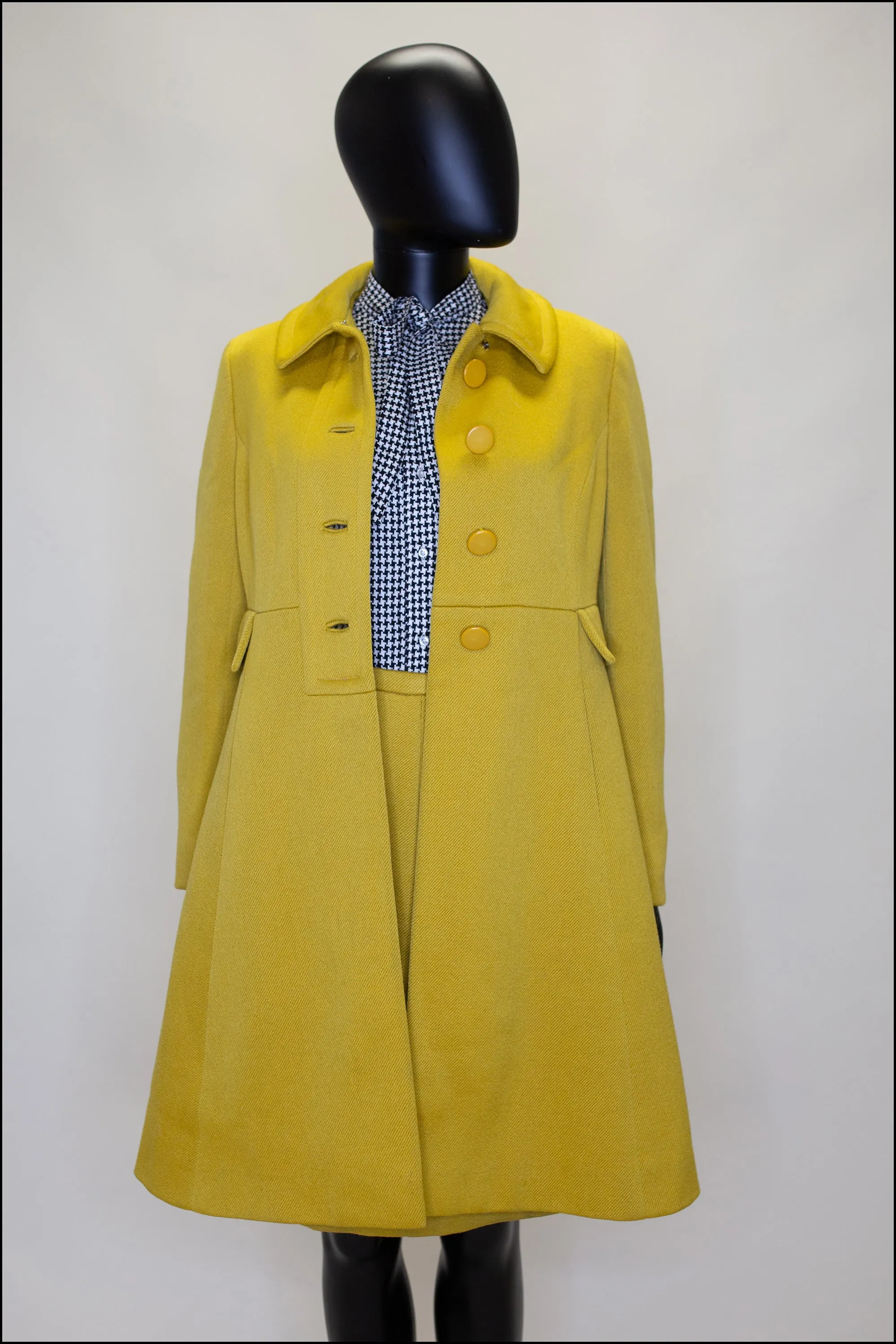 Vintage 1960s Yellow Wool Coat Suit