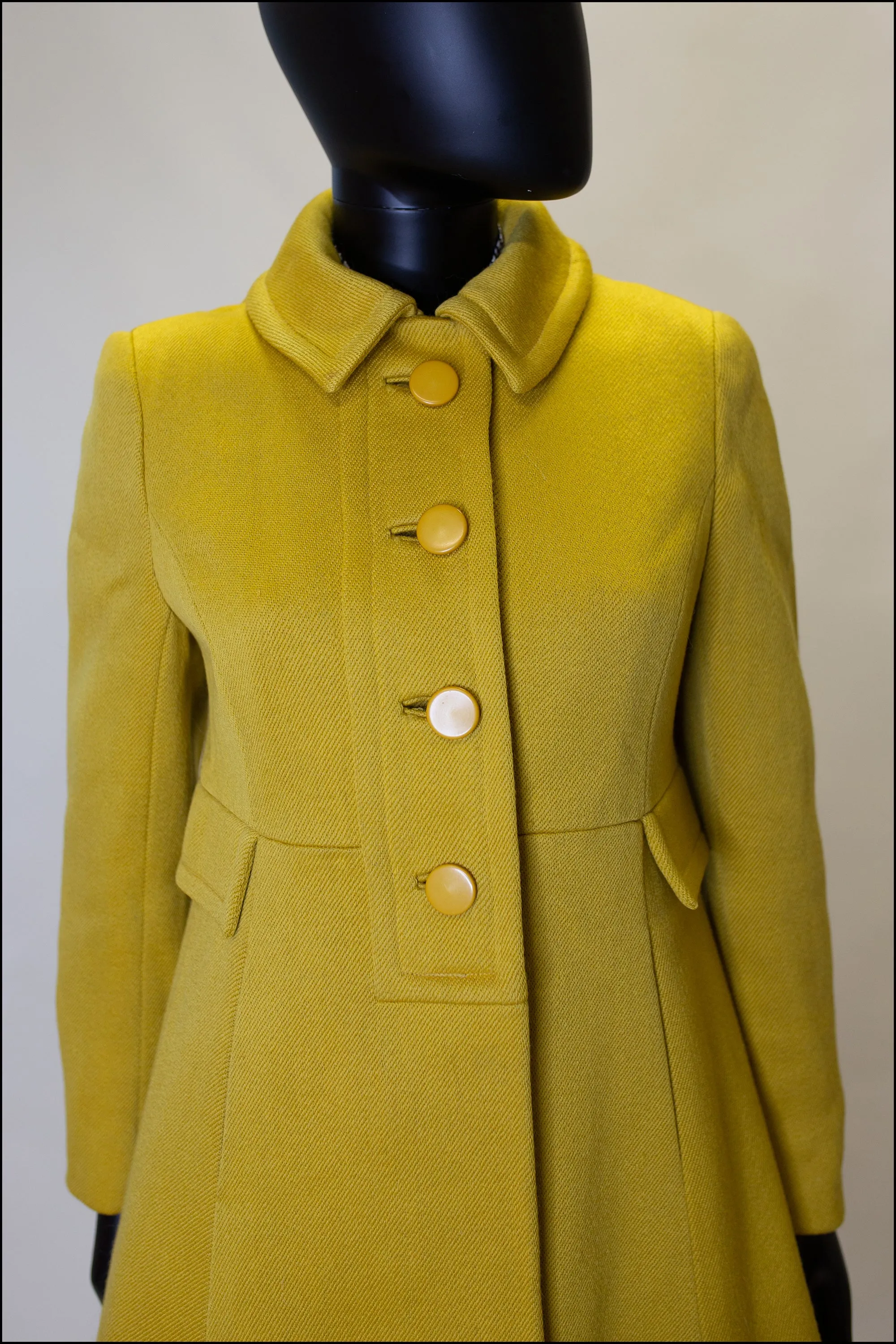 Vintage 1960s Yellow Wool Coat Suit