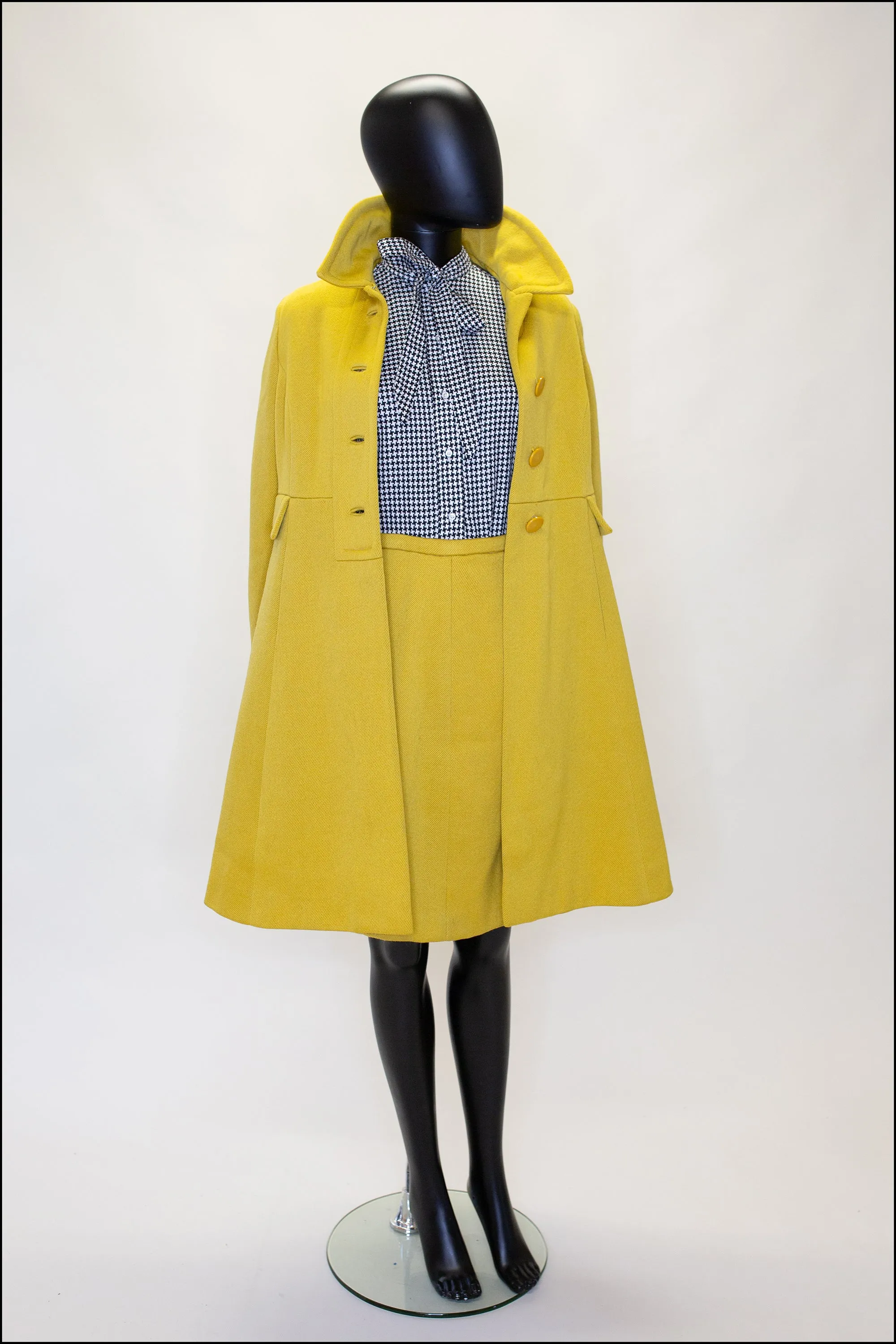 Vintage 1960s Yellow Wool Coat Suit