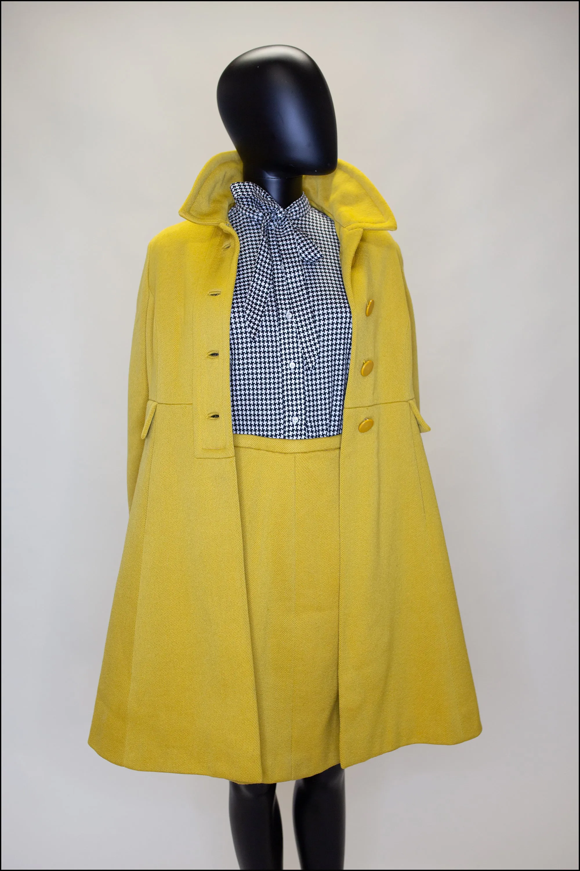 Vintage 1960s Yellow Wool Coat Suit