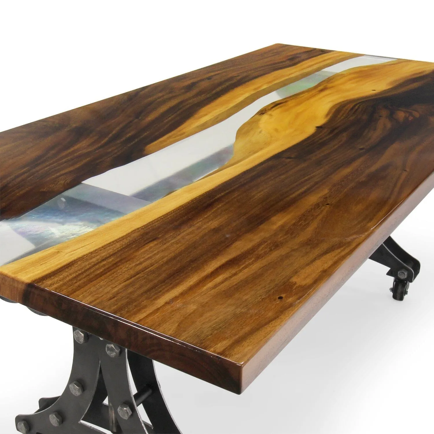 Walnut Live Edge Slab Dining Tabletop - Clear River Resin - 80 x 40 x 2"