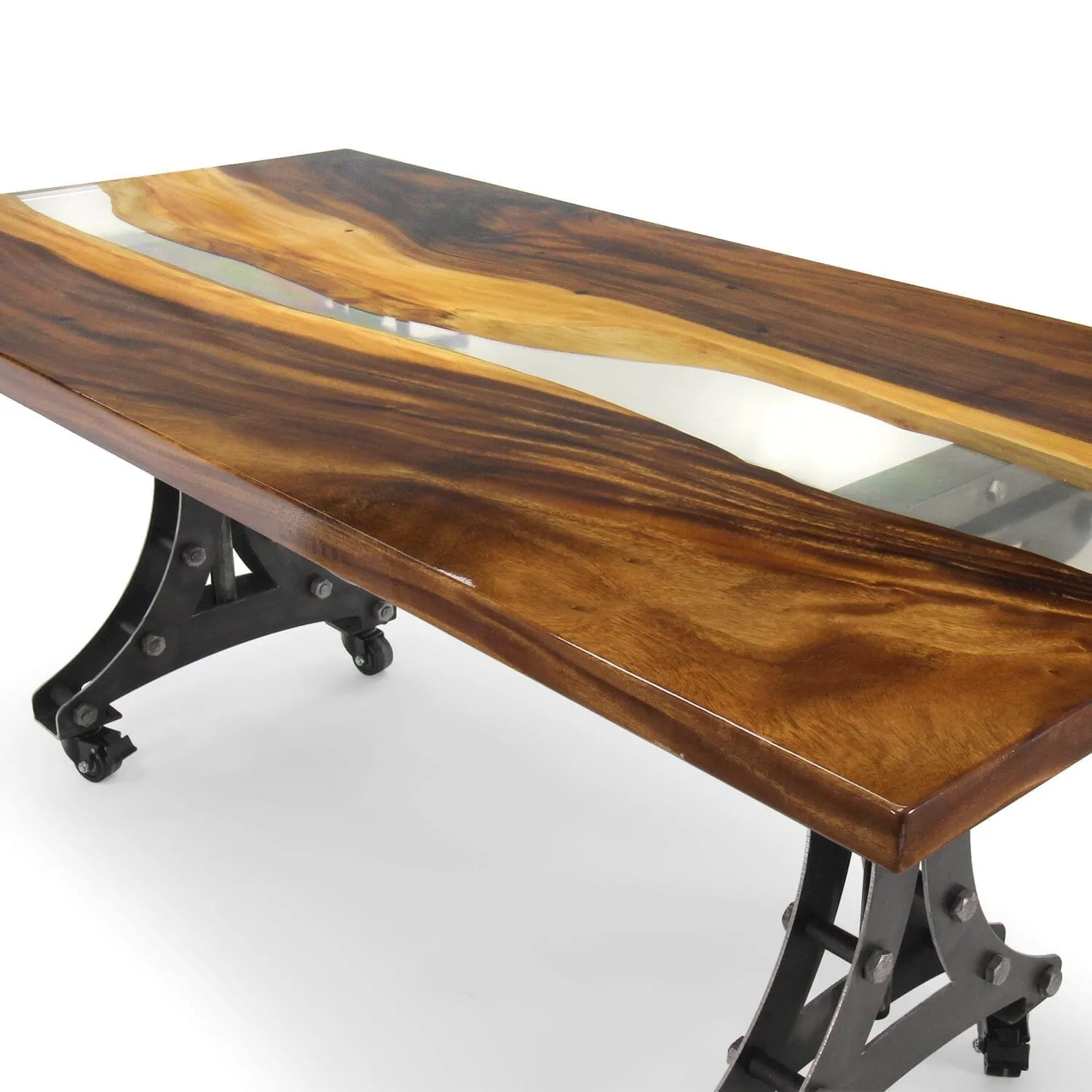 Walnut Live Edge Slab Dining Tabletop - Clear River Resin - 80 x 40 x 2"