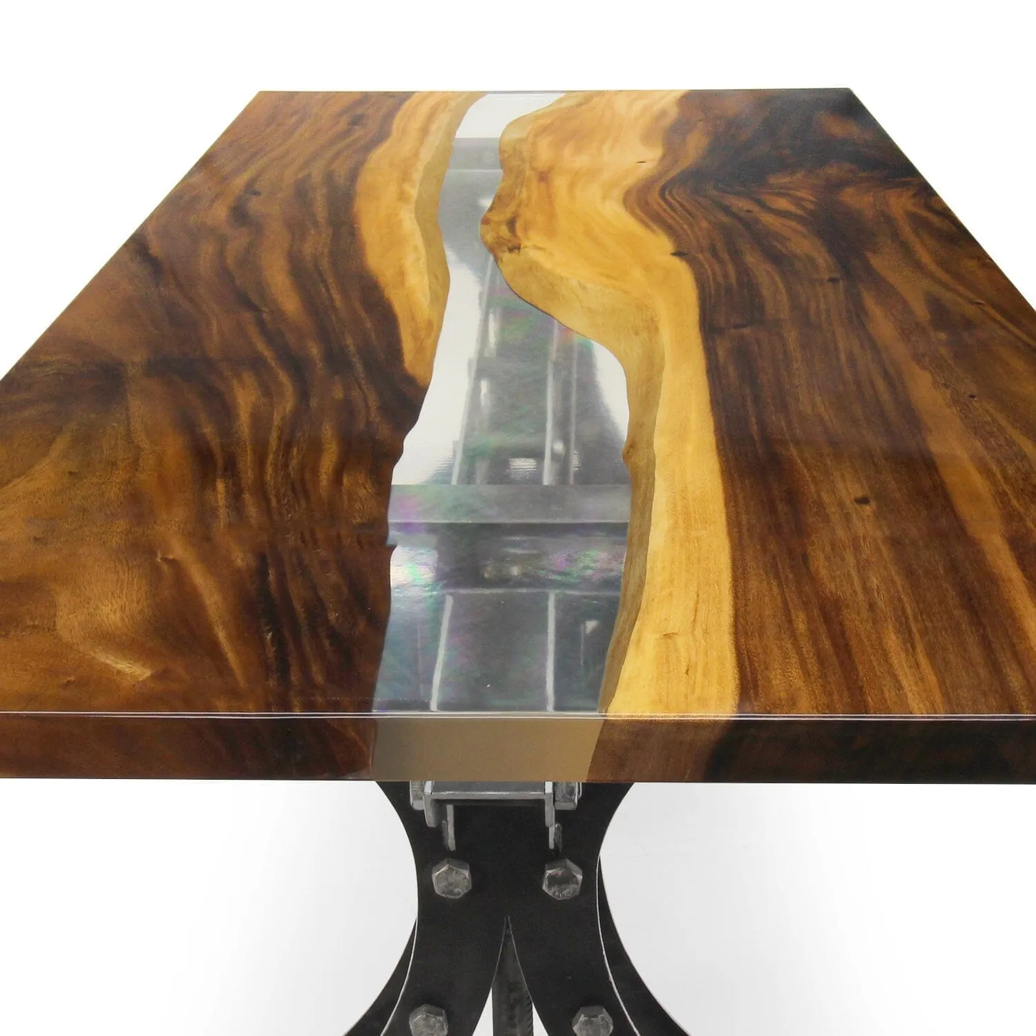 Walnut Live Edge Slab Dining Tabletop - Clear River Resin - 80 x 40 x 2"