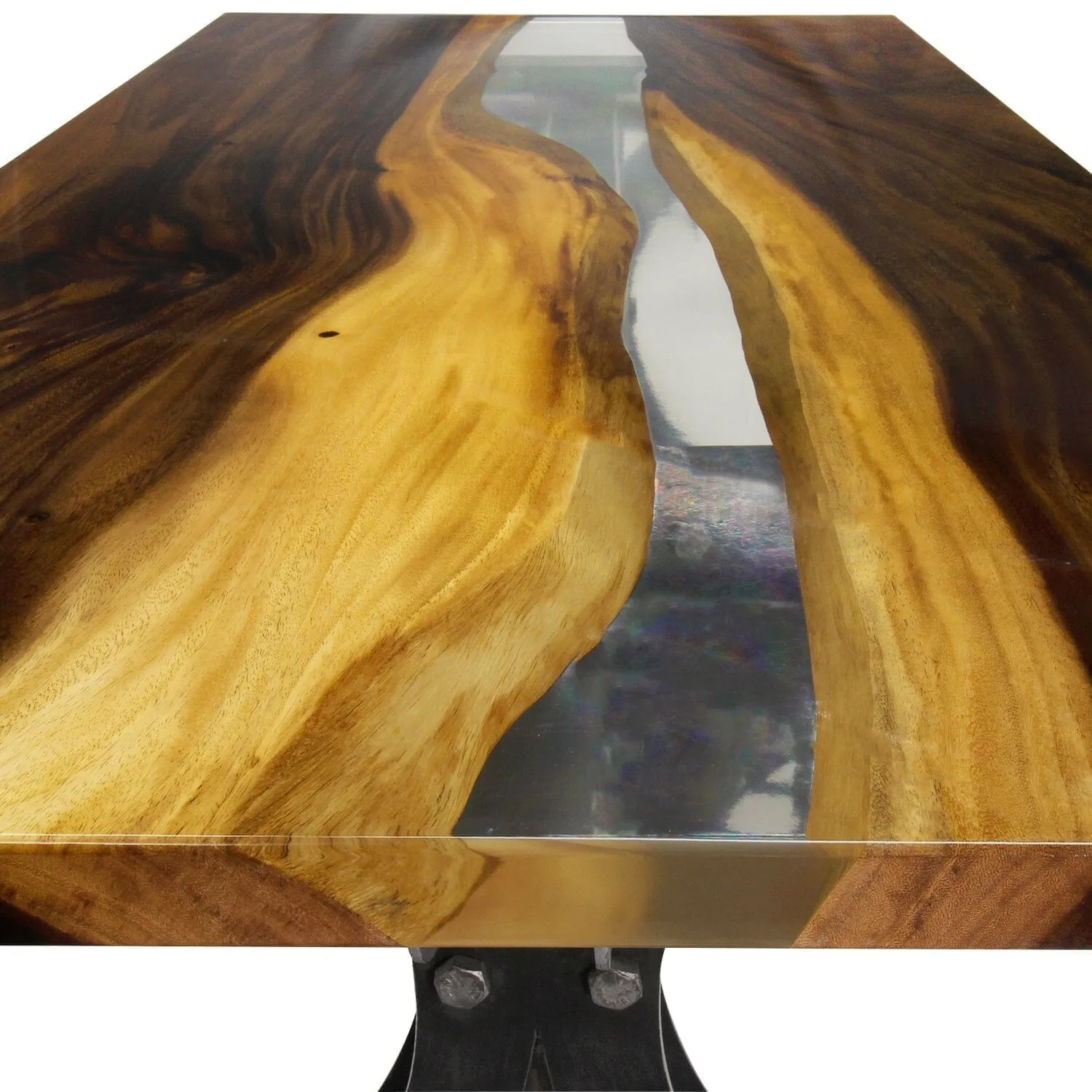 Walnut Live Edge Slab Dining Tabletop - Clear River Resin - 80 x 40 x 2"