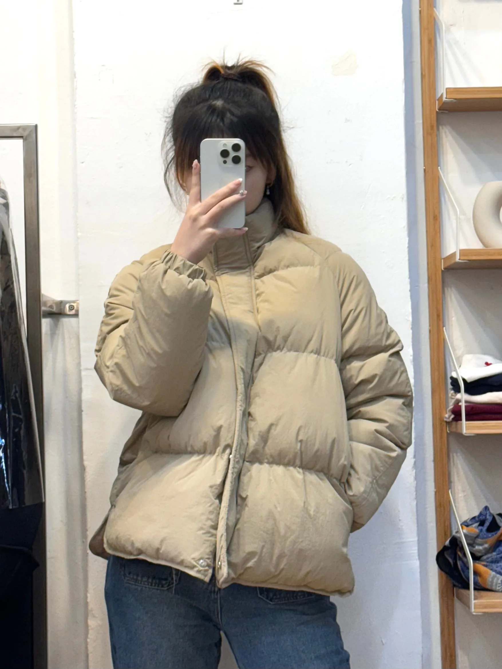 White / Beige Puff Jacket